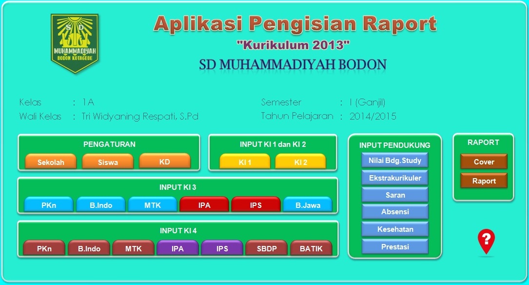 SD Muhammadiyah Bodon membuat Aplikasi untuk memudahkan pengisian Rapot K-13